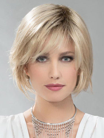 RULE by ELLEN WILLE in CHAMPAGNE TONED 22.16.25 | Med Beige Blonde,  Medium Honey Blonde, and lightest Blonde blend, with light root (Bangs customized for photo shoot)